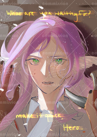 Bust up, clean sketch, colored, shaded, rendered with background