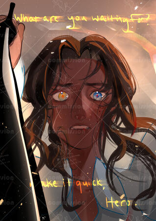 Bust up, rough sketch, colored, shaded, rendered with background