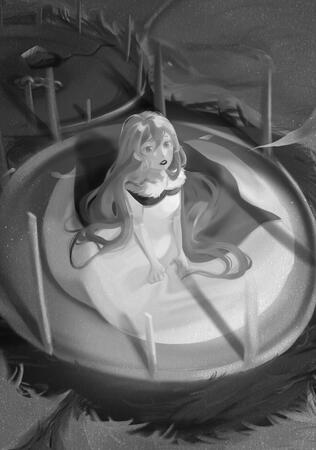 2021, Full Body, Lineart, Monochrome, Shading, Rendering, Complicated Background